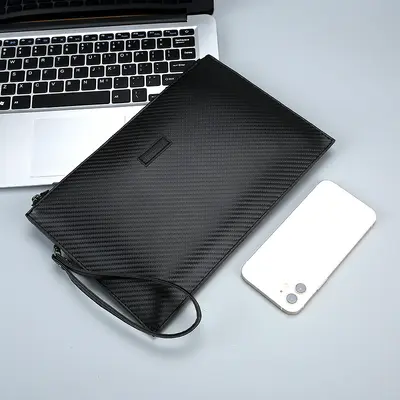 Men's Large Capacity Soft Leather Envelope Handbag, Business Style - 3