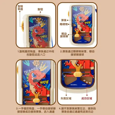 Kinder-Lernspiel Dinosaurier-Steckspiel, Handheld-Konsole zur Reaktionsschulung