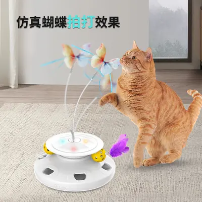 Cross-border popular cat teaser stick, electric cat toy turntable, automatic cat teaser, cat toy, self-play and boredom-relieving cat toy