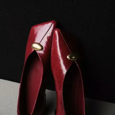 Genuine Leather Square-Toe Granny Shoes