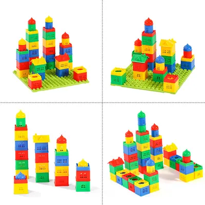 Çocuklar için geçmeli parçalı ev yapı blok seti, eğitici oyuncak - 3