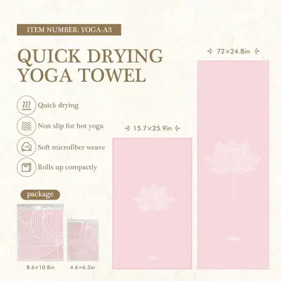 Non-Slip Yoga Mat Towel with Corner Straps, Quick-Dry - 9
