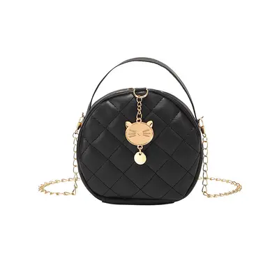 Diamond Quilted Women's Mini Chain Handbag, Small Round Design - 5