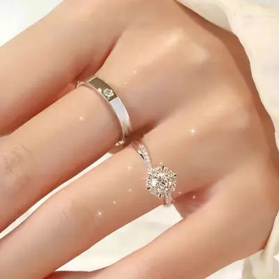 Couple ring set, wedding, adjustable open design