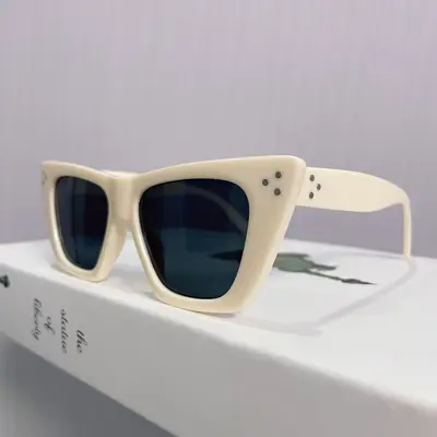 2024 New Cat Eye Sunglasses Cross-border Fashion Rivet Women's Premium Sunglasses Personalized INS Candy Color Sunglasses