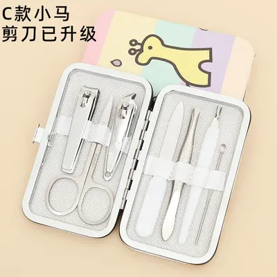 Yaratıcı İnternet ünlüsü çizgi film 7 parçalı tırnak makası üreticisi taşınabilir manikür ve manikür aletleri ev tipi tırnak makası seti - 8