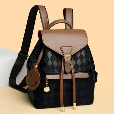 Women's backpack, plaid pattern, business and travel