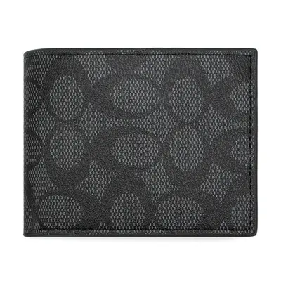 Men's Short Bi-Fold Thin Leather Wallet with C-Pattern and Zipper Coin Pocket - 5