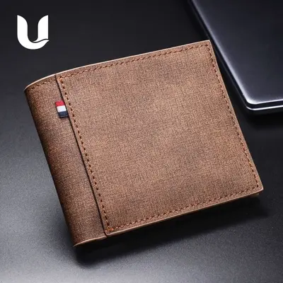 Men's Matte Leather Wallet, Short Business Style, 3-in-1, Large Capacity