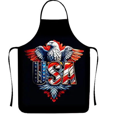 Independence Day Printed Waterproof Kitchen Apron with Neck Tie - 9