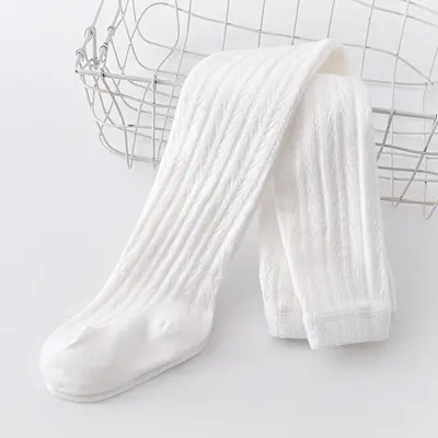 Girls' Solid Color Cotton Tights for Spring and Autumn - 7