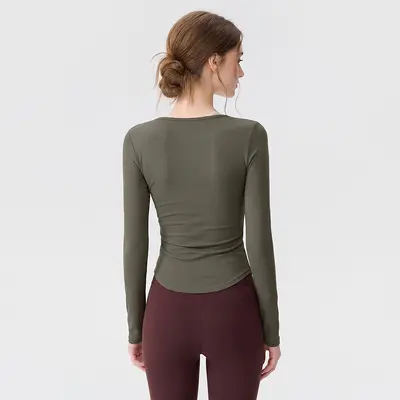 Women's Yoga Outfit with Cross V-Neck, Pilates Training - 2