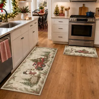 Christmas Floor Mat Two-Piece Set, Absorbent and Waterproof for Kitchen and Bathroom - 10