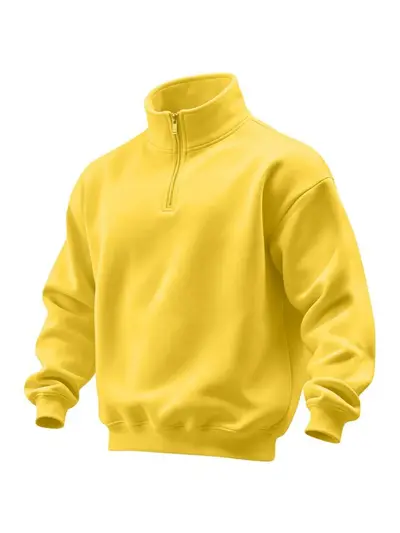 Erkek düz renk yarım fermuarlı dik yaka sweatshirt