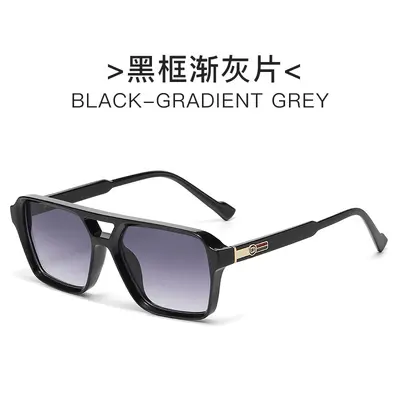 Herren-Pilotenbrille im Retro-Stil, Doppelsteg, quadratischer Rahmen, koreanischer Stil - 7