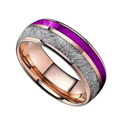 8MM stainless steel two-tone couple ring - 7