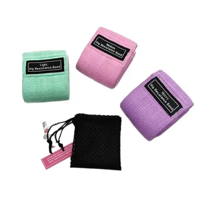 Yoga Resistance Band Set, Polyester-Cotton Woven Glute Loop, Squat Fitness Loops - 6