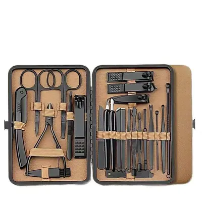 Edelstahl-Nagelpflege-Set, 24-teilig, braun
