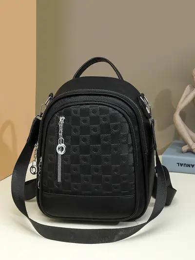 Soft PU Leather Women's Backpack, Minimalist Casual Commuter School Bag - 1