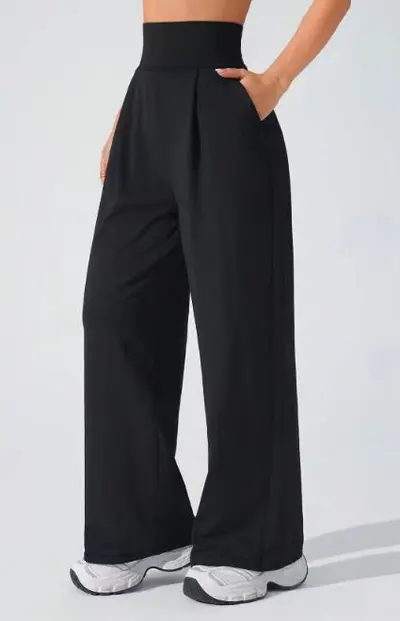 Yogahose mit fallendem Stoff, gerades Bein, hoher Bund, lang, Outdoor-Sport - 7