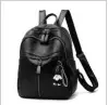 Women's Backpack Korean Style Fashionable PU Soft Leather Trendy Bag Simple Black Casual Backpack Single Shoulder Crossbody Bag - 6