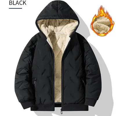 Lamb Wool-Lined Cotton Children's Jacket, Medium and Large Sizes