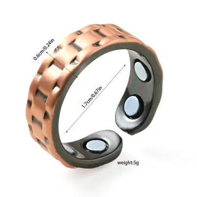 3D Two-Tone Magnetic Stone Bracelet, 9 Magnets, Open Cuff - 9