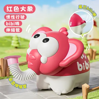 Children's Inertia Car Toy with Straw Pull-Along, Cartoon Duck and Elephant Figures - 7