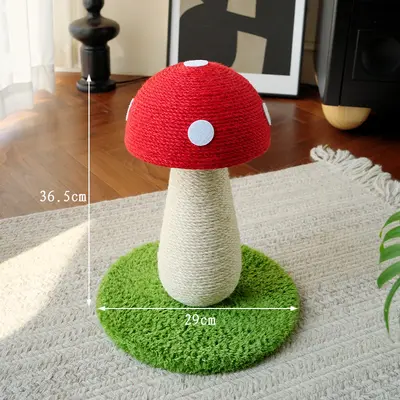 Large Vertical Cat Scratching Post with Mushroom Design Climbing Frame - 13