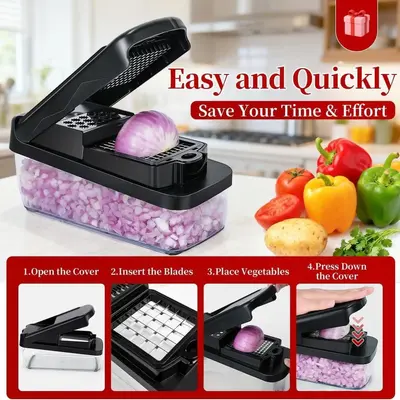 Multifunctional vegetable cutter set with potato peeler, shredder and slicer - 5
