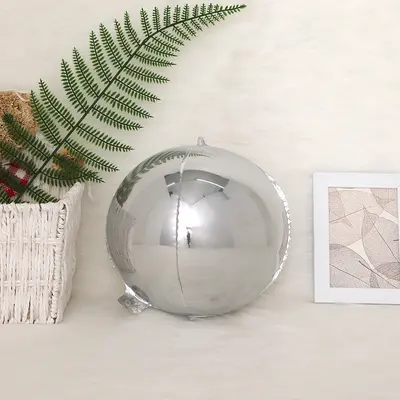 Silver 4D Round Aluminum Foil Balloons, 10 and 18 inch - 10
