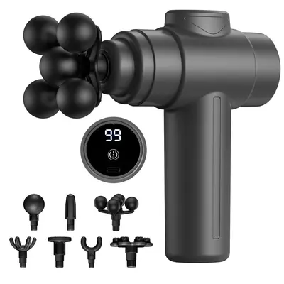 Mini Fascia Gun Multi-Head Electric Massager LCD Display - 10