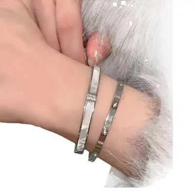 Perlmutt-Armband Titanumstal diamantbeschichtet Damen