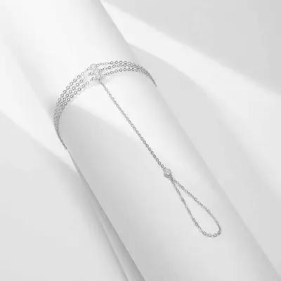 925er Silber Quasten-Kettenring mit Zirkonia und Armband