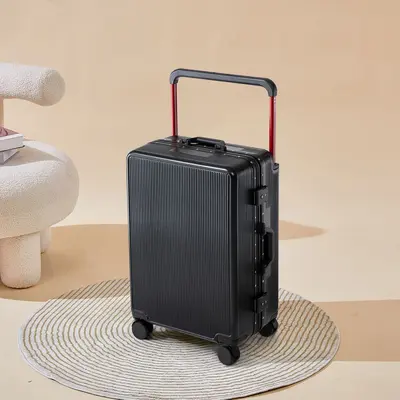Wide Trolley Suitcase 24 Inch Silent Wheels Aluminum Frame Boarding Case - 4