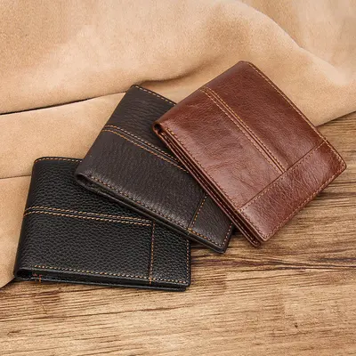 Retro Genuine Leather Men's Short Wallet, RFID Protection, Multi-Card Slots - 5