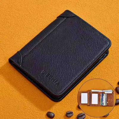 Men's Short Leather Wallet with Driver's License Slot, Ultra-Thin - 9