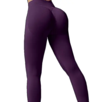 Seamless high-waist women's 7/8 yoga leggings with tummy control