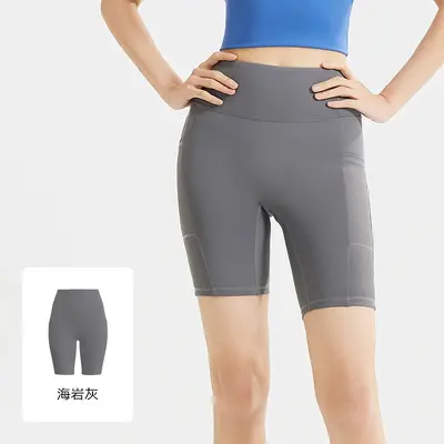 Yoga shorts leggings, high waist, striped pockets - 9