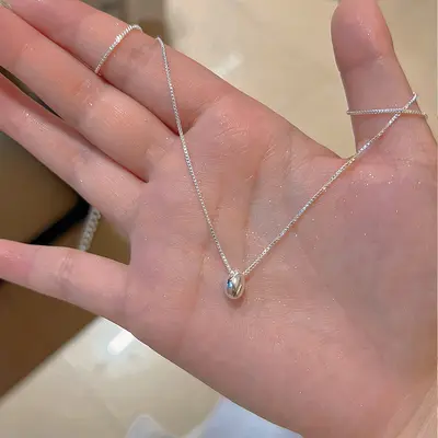 S925 gümüş fiyonklu su damlası zirkon kolye - 12