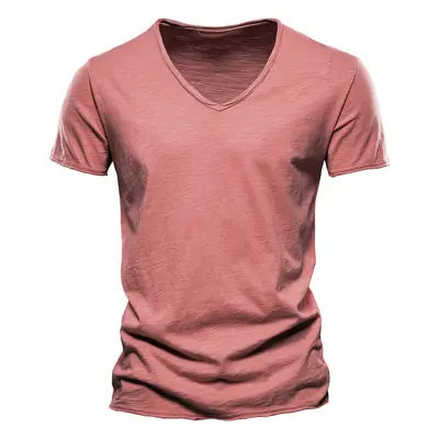 Men's Solid Slub V-Neck T-Shirt, 100% Cotton, Short Sleeve - 8