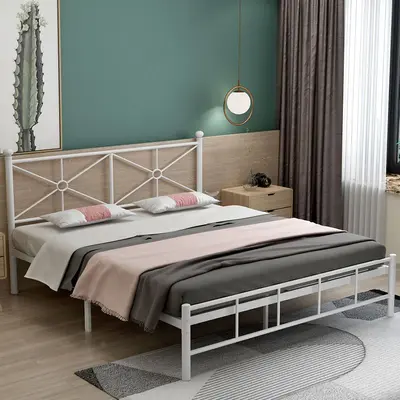 Minimalist Single-Layer Metal Bed Frame, Single or Double - 8