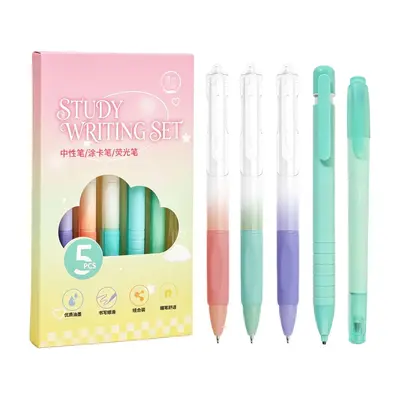 Gelstift, Leuchtstift und Markierer Schreibwaren-Set, 5-teilig - 7