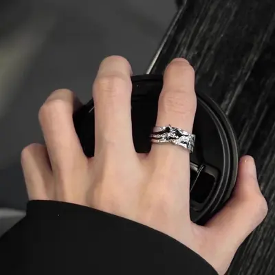 Star Burst Ring, Men and Women, Dark Style, Luxury