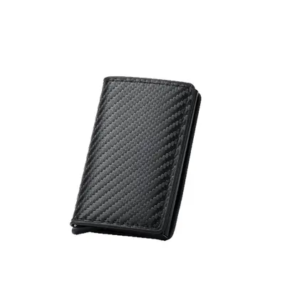 Sınır ötesi yeni erkek cüzdanı ultra ince karbon fiber RFID kart tutucu otomatik kart çıkarma alüminyum alaşımlı kart tutucu cüzdan