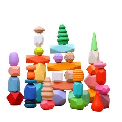 Wooden Stacking Stones Balance Game, Children's Educational Toy - 6