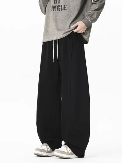 Men's Wide-Leg Plus Size Casual Trousers, Spring Autumn