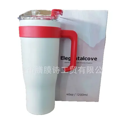40-oz-Eisbecher-Thermosbecher mit Griff, Vakuum-Isolierbecher aus Edelstahl 304