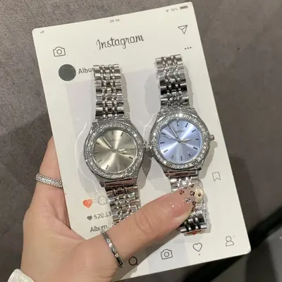 New Minimalist Elegant Lightweight Luxury Fashion Women's Watch with Diamond-Embedded Steel Band High-Grade Appearance Direct Factory Sales Hot-Selling Model