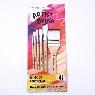 6-Piece Acrylic Paint Brush Set Nylon Bristles - 7